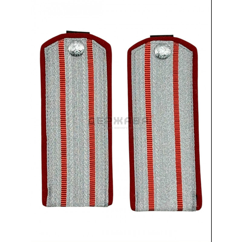 Погоны казачьи серебряные, красный кант, 2 просвета, Россия
