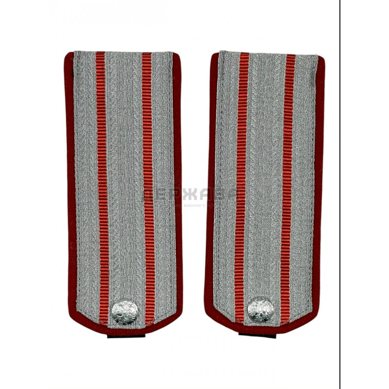 Погоны казачьи серебряные, красный кант, 2 просвета, Россия