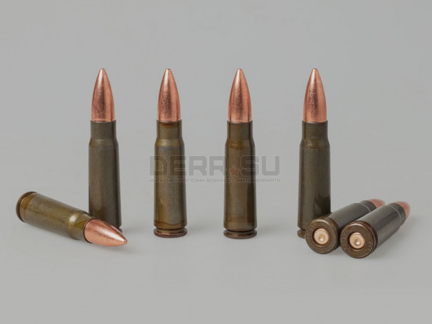 Учебный патрон 7.62х39-мм / Стальная лакированная гильза без проточек [ак-302] 